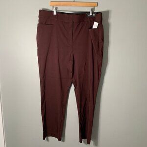 NEW Maurices slim straight Bengaline high rise‎ maroon elastic waist pants